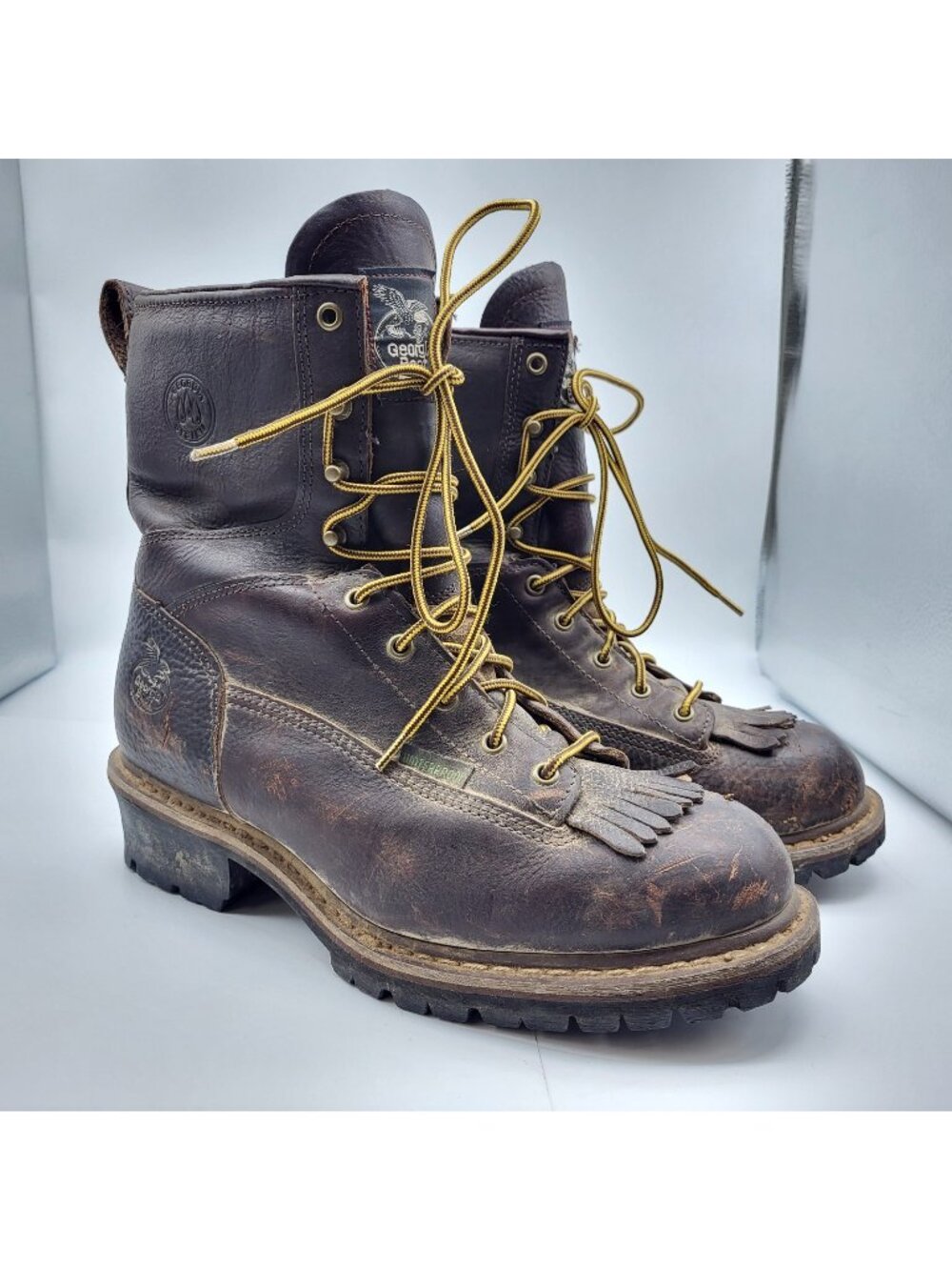 Georgia Boot Men 11 W Brown Leather 8” Heritage Lace-Up Logger Boots Gorpcore